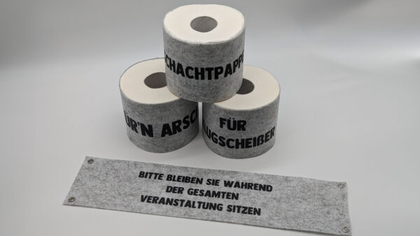 Toilettenpapier Banderole mit Spruch