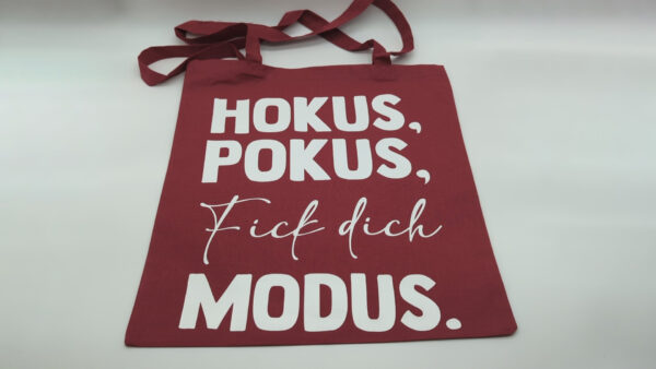 Baumwolltasche "Hokus, Pokus" - bordeauxrot