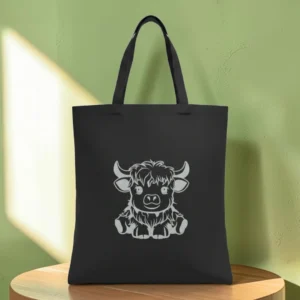 Baumwolltasche "Süße Hochlandkuh" - schwarz