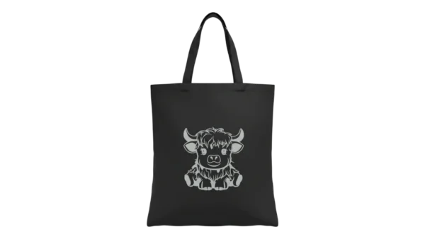 Baumwolltasche "Süße Hochlandkuh" - schwarz