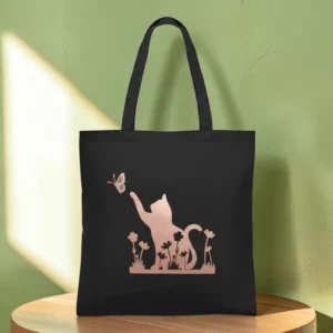 Baumwolltasche "Katze" - schwarz