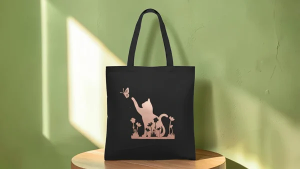 Baumwolltasche "Katze" - schwarz