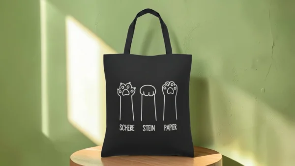 Baumwolltasche "Pfoten" - schwarz
