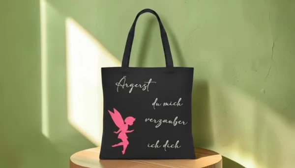 Baumwolltasche "Ärgerst du mich" - schwarz