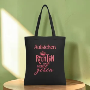 Baumwolltasche "Aufstehen" - schwarz