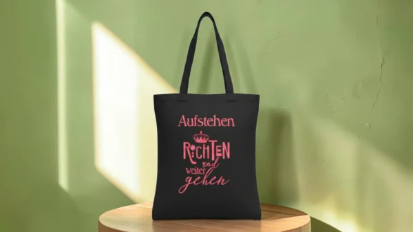 Baumwolltasche "Aufstehen" - schwarz