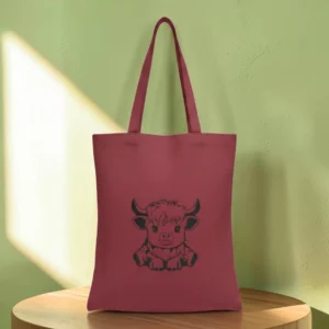 Baumwolltasche "Süße Hochlandkuh" - bordeauxrot