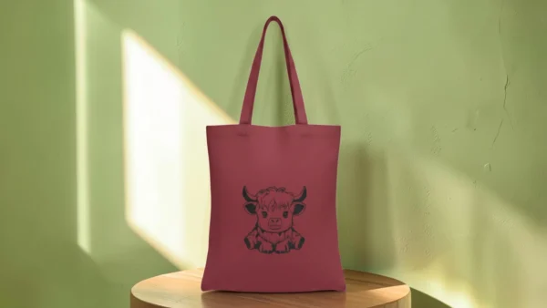 Baumwolltasche "Süße Hochlandkuh" - bordeauxrot