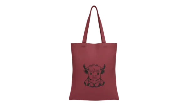 Baumwolltasche "Süße Hochlandkuh" - bordeauxrot