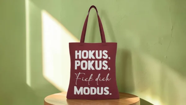 Baumwolltasche "Hokus, Pokus" - bordeauxrot