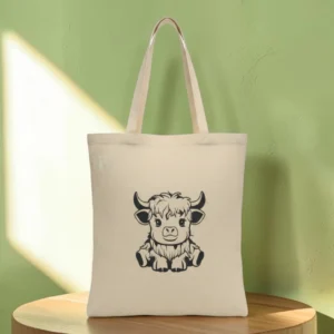 Baumwolltasche "Süße Hochlandkuh" - natur