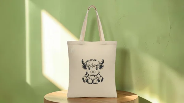 Baumwolltasche "Süße Hochlandkuh" - natur