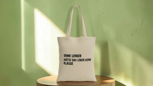 Baumwolltasche "Ohne Lehrer" - natur