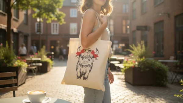 Baumwolltasche "Hochlandkuh" - natur