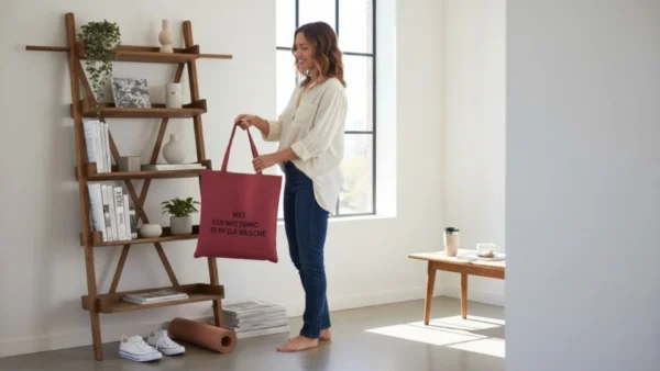 Baumwolltasche "Mei Lui Wittong" - bordeauxrot