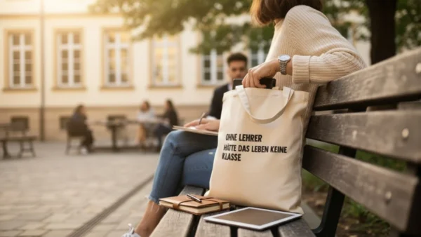Baumwolltasche "Ohne Lehrer" - natur