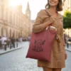 Baumwolltasche "Süße Hochlandkuh" - bordeauxrot
