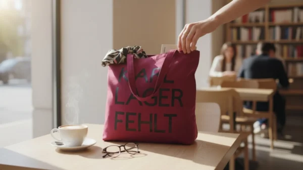 Baumwolltasche "Karl, Lager, Fehlt" - bordeauxrot