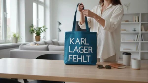 Baumwolltasche "Karl, Lager, Fehlt" - petrolblau