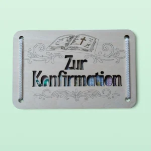 Holz-Geschenkkarte _Zur Konfirmation“ - Bibel & Ornamente Holz-Geschenkkarte "Zur Konfirmation“ - Bibel & Ornamente