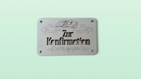 Holz-Geschenkkarte "Zur Konfirmation“ - Bibel & Ornamente