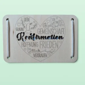 Holz-Geschenkkarte _Zur Konfirmation“ - Herz Holz-Geschenkkarte "Zur Konfirmation“ - Herz