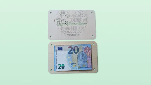 Holz-Geschenkkarte "Zur Konfirmation“ - Herz