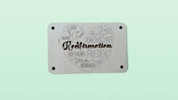 Holz-Geschenkkarte "Zur Konfirmation“ - Herz