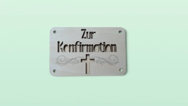 Holz-Geschenkkarte "Zur Konfirmation“ - Kreuzfenster