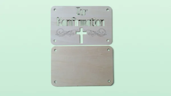 Holz-Geschenkkarte "Zur Konfirmation“ - Kreuzfenster