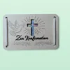 Holz-Geschenkkarte "Zur Konfirmation“ - Taube & Kreuzstrahlen