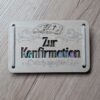 Holz-Geschenkkarte "Zur Konfirmation“ - Bibel & Ornamente