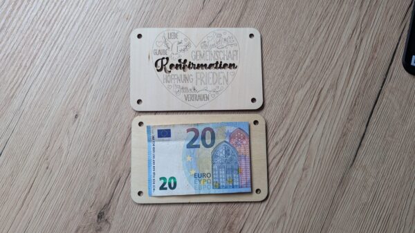 Holz-Geschenkkarte "Zur Konfirmation“ - Herz