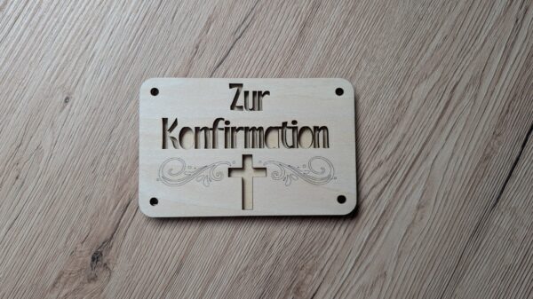 Holz-Geschenkkarte "Zur Konfirmation“ - Kreuzfenster