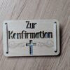 Holz-Geschenkkarte "Zur Konfirmation“ - Kreuzfenster