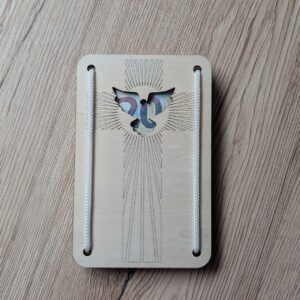 Holz-Kondolenzkarte "Kreuz & Taube" Holz-Kondolenzkarte "Kreuz & Taube"