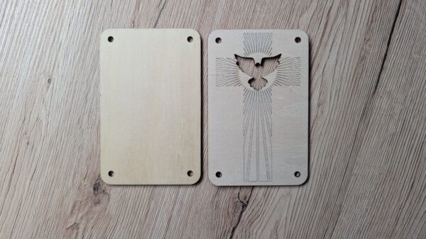 Holz-Kondolenzkarte "Kreuz & Taube" Holz-Kondolenzkarte "Kreuz & Taube"