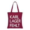 Baumwolltasche "Karl, Lager, Fehlt" - bordeauxrot/weiß