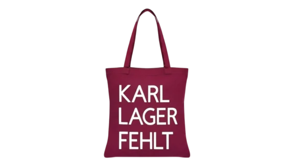Baumwolltasche "Karl, Lager, Fehlt" - bordeauxrot/weiß