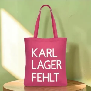 Baumwolltasche "Karl, Lager, Fehlt" - pink/weiß