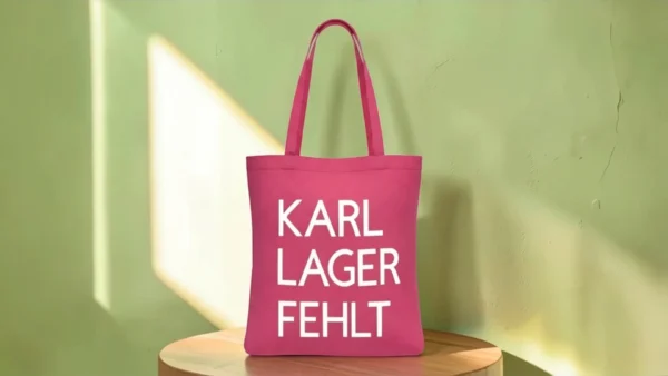 Baumwolltasche "Karl, Lager, Fehlt" - pink/weiß