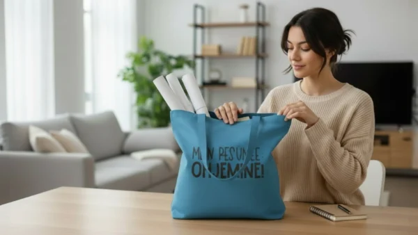 Baumwolltasche "Ohjemine" - petrolblau