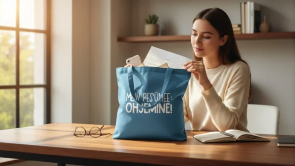 Baumwolltasche "Ohjemine" - petrolblau/weiß