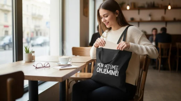 Baumwolltasche "Ohjemine" - schwarz