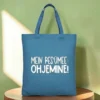Baumwolltasche "Ohjemine" - petrolblau/weiß