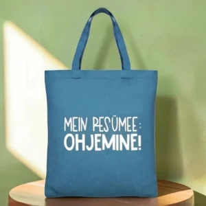 Baumwolltasche "Ohjemine" - petrolblau/weiß