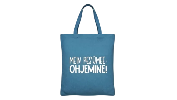 Baumwolltasche "Ohjemine" - petrolblau/weiß